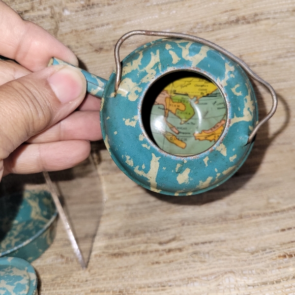 10+ Antique tin toy Doll or Child Size Graniteware Lot teapot pans - Picture 2 of 4